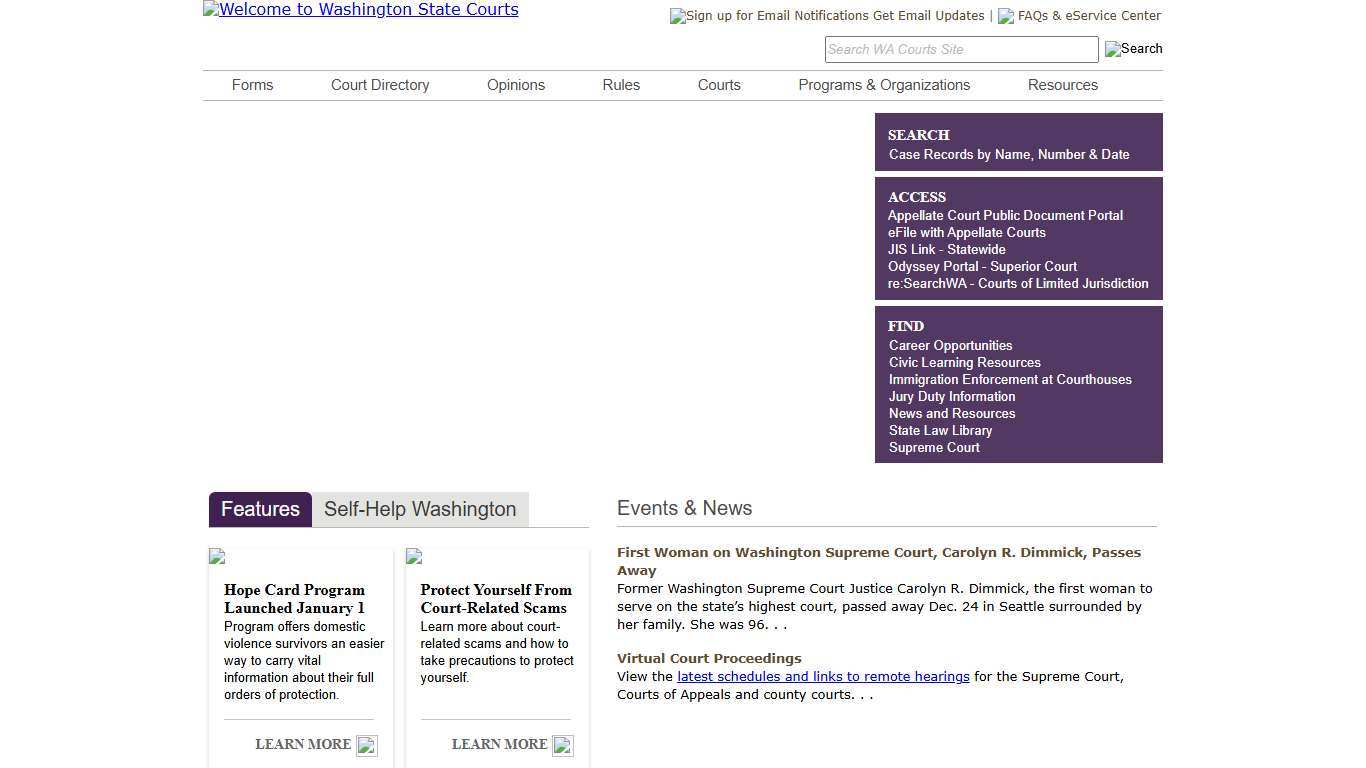 Washington State Courts Washington Courts